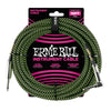 Ernie Ball Braided Instrument Cable - Straight/Angle - 10ft - Black/Green