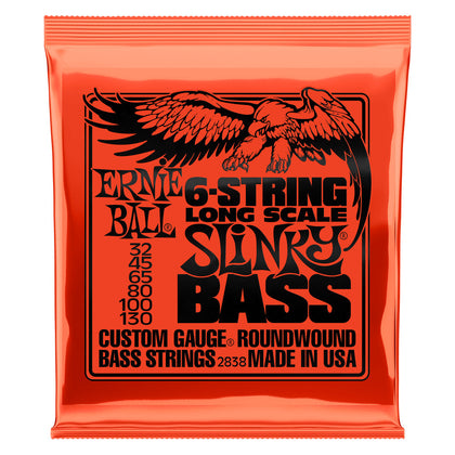 Ernie Ball P02838 Slinky Nickel Wound Long Scale 6-String Electric Bass Strings - 32-130 Gauge