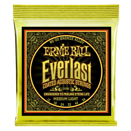 Ernie Ball Medium Light Everlast Coated 80/20 Bronze Acoustic Guitar Strings - 12-54 Gauge