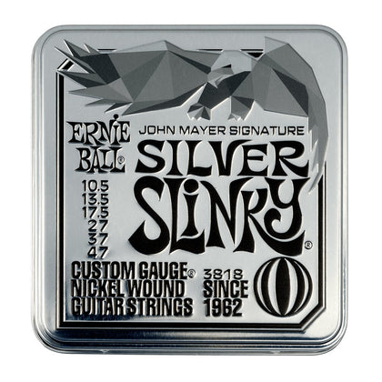 Ernie Ball John Mayer Silver Slinky Nickel Wound Electric Guitar Strings - 3 Pack Tin - 10.5-47 Gauge