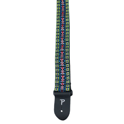 Perri's Leathers 2 in. Retro Hootenanny Poly Guitar Strap - Blue / Yellow / Red