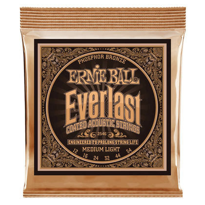 Ernie Ball Medium Light Everlast Coated Phosphor Bronze Acoustic Guitar Strings  - 12-54 Gauge