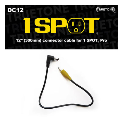 Truetone DC12 1 Spot Power Cable - Straight Male (Yellow Plug) to Right-Angle Male Plug - 12in