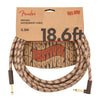 Fender Festival Hemp Instrument Cable - Straight/Angle - 18.6in - Pure Hemp - Brown Stripe