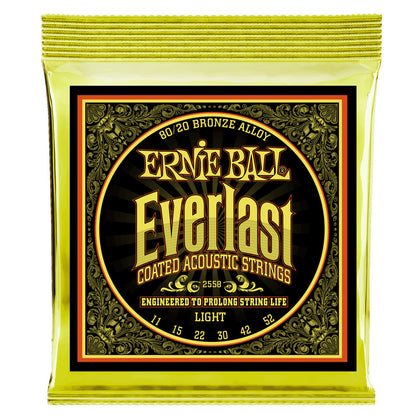 Ernie Ball Light Everlast Coated 80/20 Bronze Acoustic Guitar Strings - 11-52 Gauge