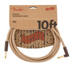 Fender Festival Hemp Instrument Cable - 10ft - Straight/Angle - Pure Hemp - Natural