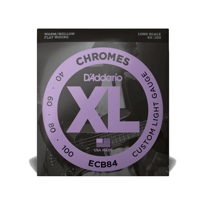 D'Addario ECB84 XL Chromes Custom Light Bass Strings - 40-100 - Long Scale - Flatwound