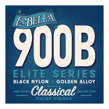 La Bella 900-B Elite Nylon Guitar Strings – Black Nylon - Polished Golden Alloy