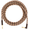 Fender Festival Hemp Instrument Cable - Straight/Angle - 18.6in - Pure Hemp - Brown Stripe