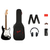 Fender Squier Affinity Series Stratocaster Mustang Electric Guitar Micro Pack w/ Gig Bag - Laurel Fingerboard - Black