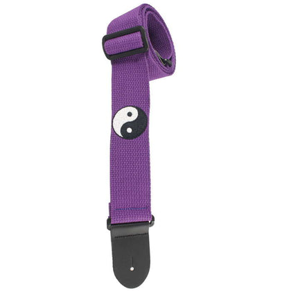 Henry Heller Cotton Guitar Strap with Embroidered Yin-Yang Design - Purple