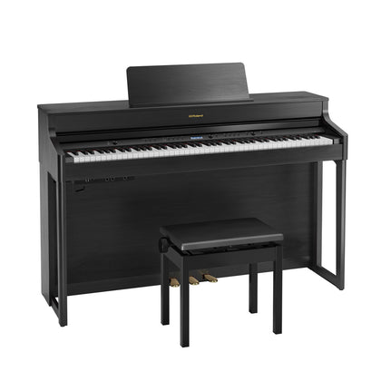 Roland HP-702 Digital Upright Piano with Stand and Bench - Charcoal Black