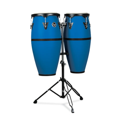 Latin Percussion LP646D-DB Discovery 10 in. and 11 in. Conga Set w/ Double Conga Stand - Race Car Blue