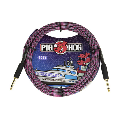 Pig Hog PCH10RPP Straight to Straight Instrument Cable - Riviera Purple - 10 ft.