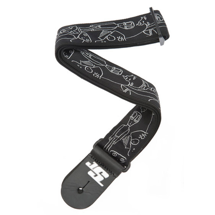 D'Addario Joe Satriani Woven Guitar Strap - Silver Sketches