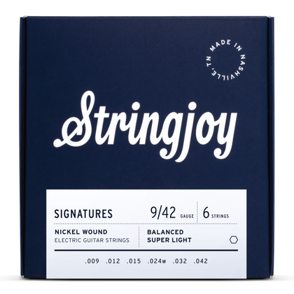 Stringjoy Signatures | Balanced Super Light Gauge (9-42) Nickel Wound Electric Guitar Strings