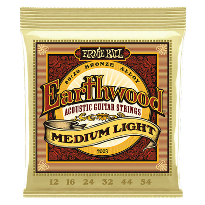 Ernie Ball P02003 Earthwood Medium Light 80/20 Bronze Acoustic Guitar Strings - 12-54 Guage