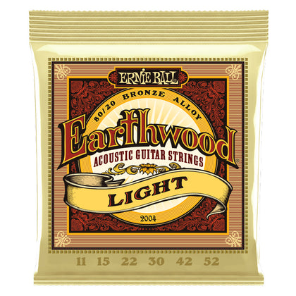 Ernie Ball P02004 Earthwood Light 80/20 Bronze Acoustic Guitar Strings - 11-52 Gauge