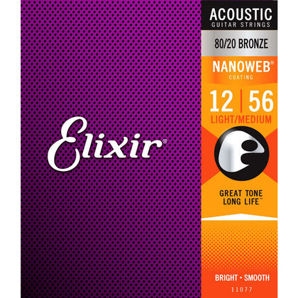 Elixir 11077 Acoustic 80 20 Bronze with Nanoweb Coating - Light Medium