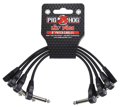 Pig Hog PHLSK6BK Lil Pigs Low Profile 6 in. Patch Cables - 4 Pack - Black