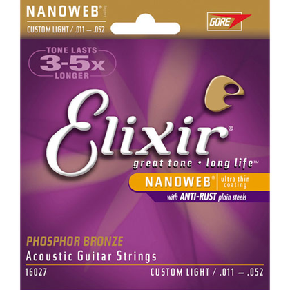 Elixir 16027 Acoustic Phosphor Bronze With Nanoweb Coating - Custom Light - Bananas At Large®