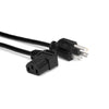 Hosa Power Cord Right-Angle IEC C13 to NEMA 5-15P, 8 ft.