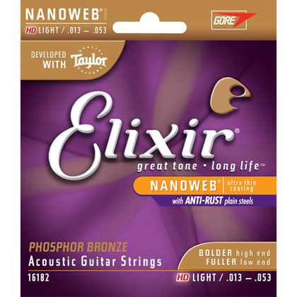 Elixir 16182 Phosphor Bronze HD Light Acoustic Guitar Strings 13-53 - Bananas At Large®