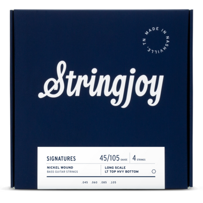 Stringjoy Light Top / Heavy Bottom Gauge (45-105) 4 String Long Scale Nickel Wound Bass Guitar Strings