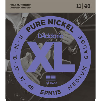 D'Addario EPN115 Pure Nickel Electric Guitar Strings (Medium, 11-48) - Bananas At Large®