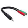 Hosa YMM-108 Headset Mic Breakout Cable - Dual 3.5mm TRS Female to 3.5mm TRRS Male