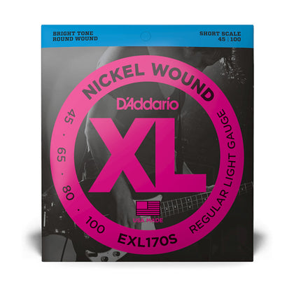 D'Addario EXL170S Light Nickel Wound Bass Strings - Light/Short Scale Set - 45-100