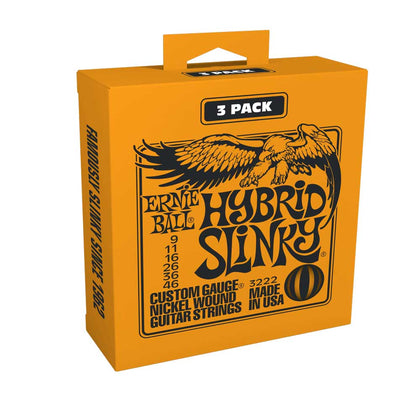 Ernie Ball - 3222 - Electric Guitar String Set (3 Pack) - Nickel Wound Hybrid Slinky 9-46