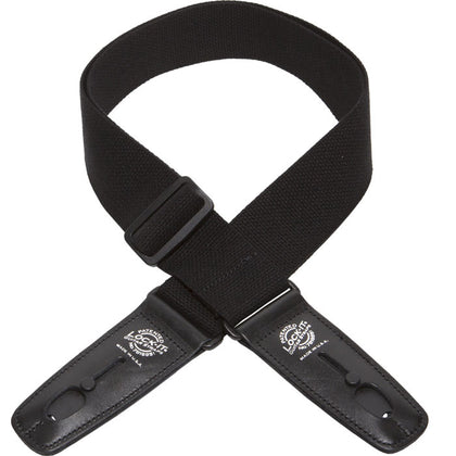 Lock-It Straps LIS-013C2-BLK Cotton Series 2 in. Guitar Strap - Black