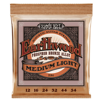 Ernie Ball Earthwood Medium Light Phosphor Bronze Acoustic Guitar Strings 12-54 Gauge