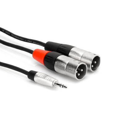 Hosa Pro Stereo Breakout REAN 3.5 mm TRS to Dual XLR3M, 3ft