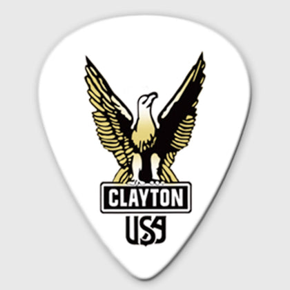 Clayton S100/12 Acetal Guitar Picks (12 Pack) - Standard Shape (1.0mm) - White