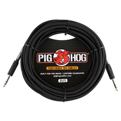 Pig Hog Vintage Series Black Woven TRS Cable - 25 ft.