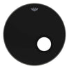 Remo - P3-1024-ES-DM - Powerstroke P3 Ebony Drumhead - 24 in Bass Resonant with Port