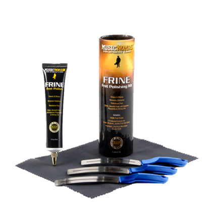 Music Nomad FRINE Fret Polishing 5 Piece Kit - FRINE Fret Polish, 3 Fretboard Guards, 8x6in Cloth