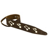 Henry Heller HP21MN-02 Glove Leather 3 in. Gutiar Strap - Chocolate Suede with Bone Music Notes