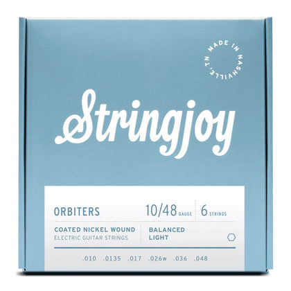 Stringjoy Orbiters | Balanced Light Gauge (10-48) Coated Nickel Wound Electric Guitar Strings