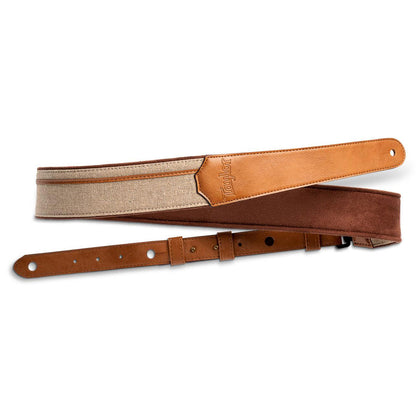 Taylor 4203-25 Vegan Leather 2.5 in. Guitar Strap - Tan with Natural Textile