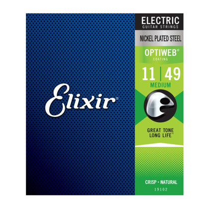 Elixir 19102 Electric Nickel Plated Steel with OPTIWEB Coating Medium (.011-.049)