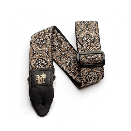 Ernie Ball P04163 Jacquard Design Polypro 2 in. Guitar Strap - Gold & Black Paisley