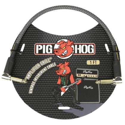 Pig Hog PCH1AGR Vintage Woven Angle to Angle Patch Cable - Amplifier Grill - 1 ft.