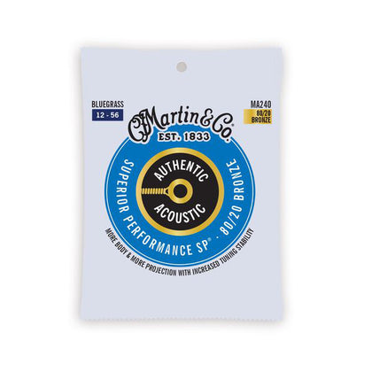 Martin MA240 Authentic SP Acoustic Guitar String Set, Bluegrass - 80/20 Phosphor Bronze