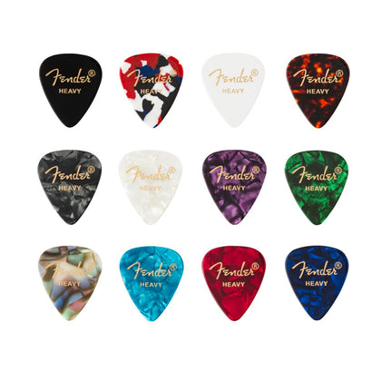 Fender 351 Celluloid Medley, (12 Pack) Heavy Picks